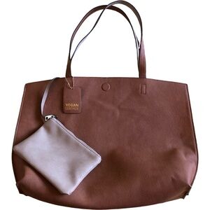 EUC large Brown Vegan Leather Shoulder Bag